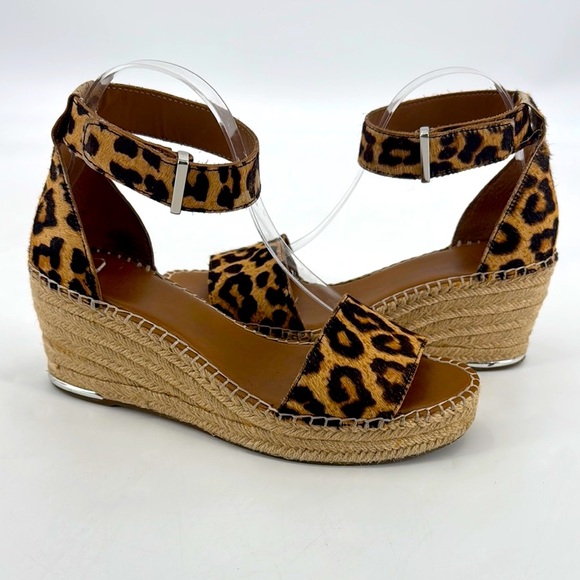 Franco Sarto Camera Calf Hair Leopard Print Espadrilles Wedge Sandals - Picture 16 of 16